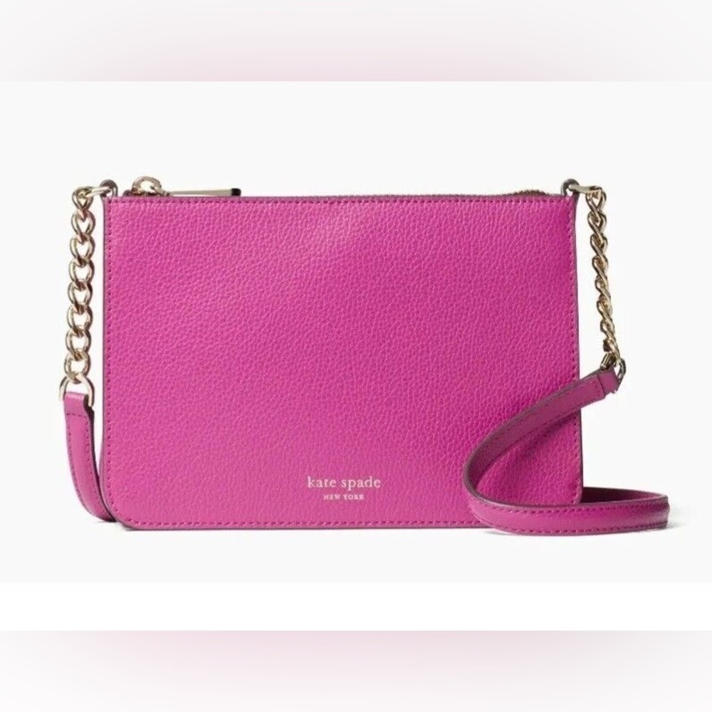 Kate Spade Eva Crossbody genuine leather handbag - gold chain - baja purple